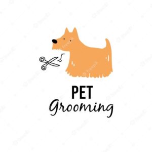 Logomarca banho e tosa com desenho de cachorro