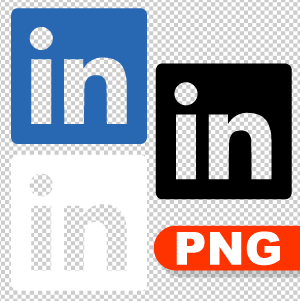Ícone LinkedIn PNG: azul, preto e branco