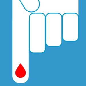 Símbolo Dia Mundial do Diabetes, ícones representativos da picada no dedo para coleta do sangue para medição da glicose
