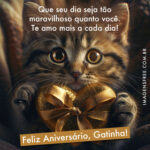 Mensagem de "Feliz Aniversário, Gatinha" para menina aniversariante. Mensagem para compartilhar no WhatsApp, Facebook e Instagram