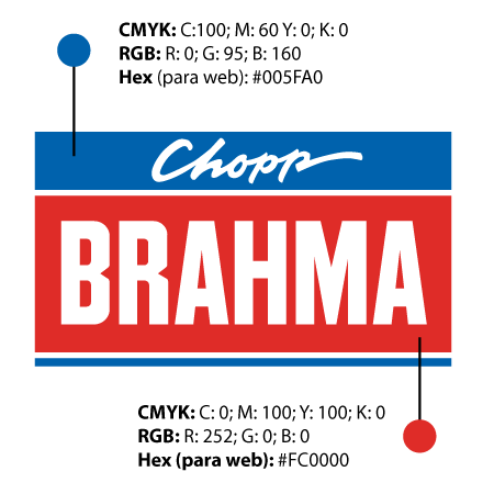 Logotipo Chopp Brahma cores CMYK, RGB e HEX para internet