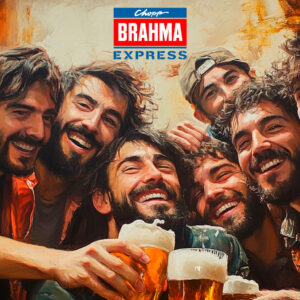 Exemplo de aplicação do logotipo Brahma Express PNG transpatente