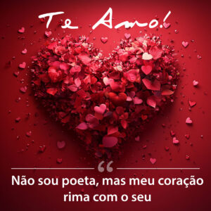 Frase Namorados com Foto de Coração: meu coração rima com o seu