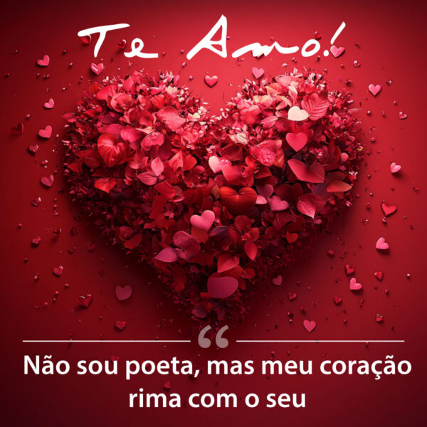 Frase Namorados com Foto de Coração: meu coração rima com o seu