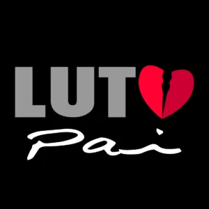 Imagem de luto pai para colocar no perfil do WhatsApp. A imagem é um desenho de coração partido que substitui a letra "O"da palavra Luto. Embaixo da palavra luto está escrito "pai"