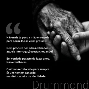 Imagem de mão enrugada com mão jovem segurando. Poema para pai - homenagem póstuma. Como um presente - Carlos Drummond de Andrade
