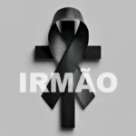 Fita luto irmão para perfil com foto de cruz e laço preto com a palavrão "IRMÃO"