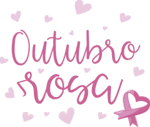 Arte para Caneca Outubro Rosa em PNG - Logotipo, Coração e Laço
