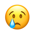 Emoji de figurinha de rosto chorando, tristeza