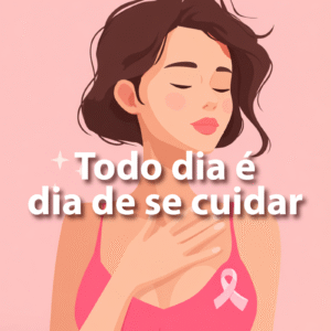 Frases e Mensagens Curtas Inspiradoras com imagem de ilustração de mulher de rosa com laço Outubro Rosa