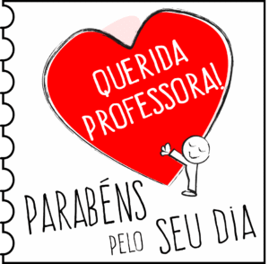 Arte para caneca Dia da Professora com desenho de coração