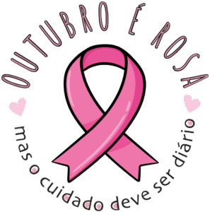 Arte Estampa para Caneca com Laço e Frase Outubro Rosa em PNG