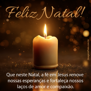 Frase de Feliz de Natal com linda imagem de vela acesa