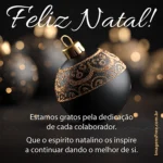 Cartões de Natal para Colaborador com frase de agradecimento e foto de bolinhas de Natal preta
