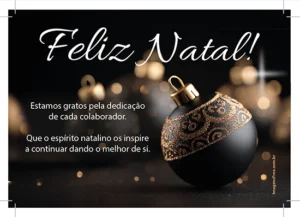 Cartão de Natal para Funcionário para Imprimir - foto de bolinhas de Natal pretas elegantes