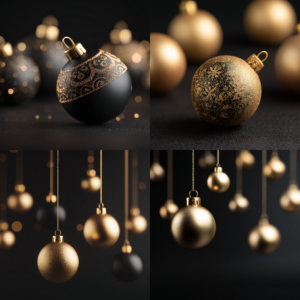 Bolinhas de Natal Douradas Geradas por Inteligência Artificial Midjouney