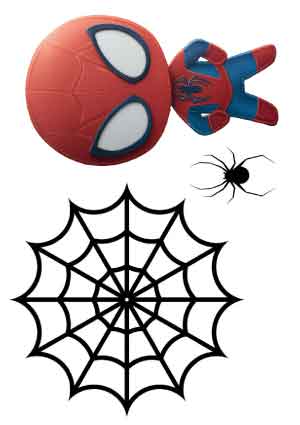 Topper de bolo Super-Herói Aranha, em papel. Teia e aranha/